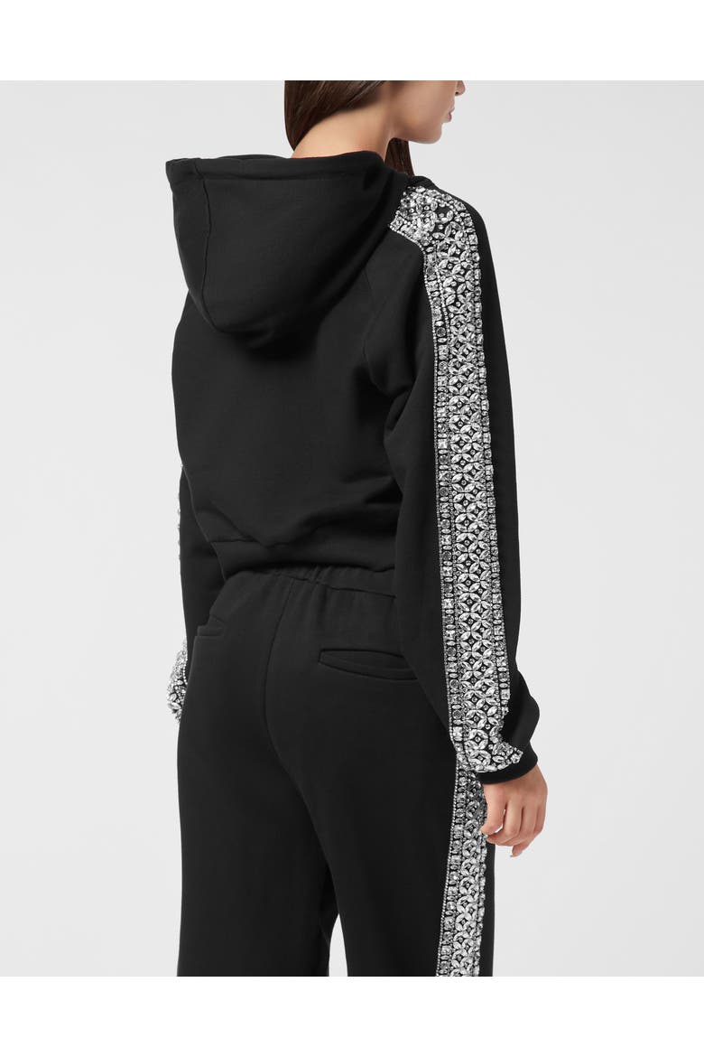 Cropped Hoodie Crystal Women, Alternate, color, black