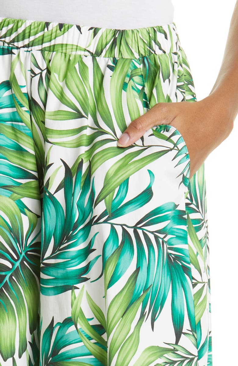 Autumn Adeigbo Giada Palm Print Wide Leg Pants, Alternate, color, 