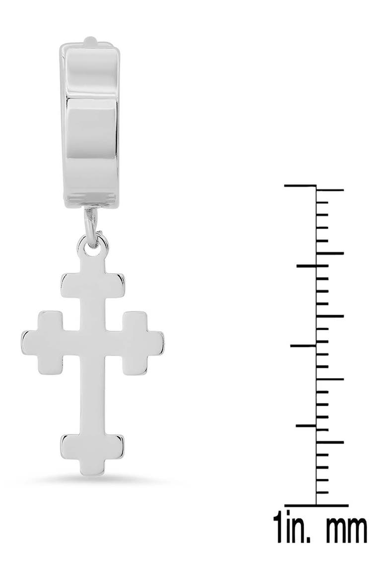 Dangle Cross Huggie Hoop Earrings, Alternate, color, SILVER