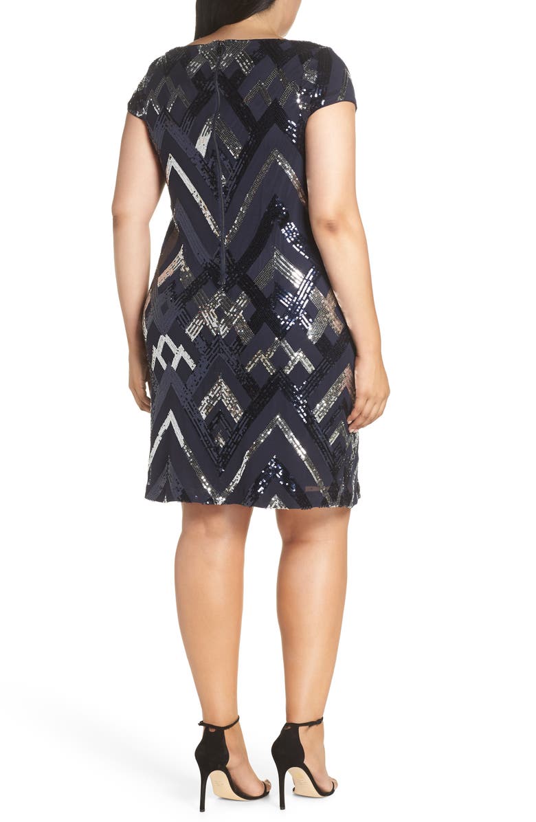 Vince Camuto Sequin Cap Sleeve Sheath Dress, Alternate, color,