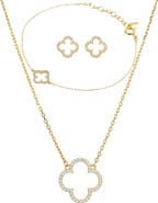Bearfruit Jewelry Sterling Silver 18k Gold Plated Aria Clover Necklace, Earring & Bracelet Set