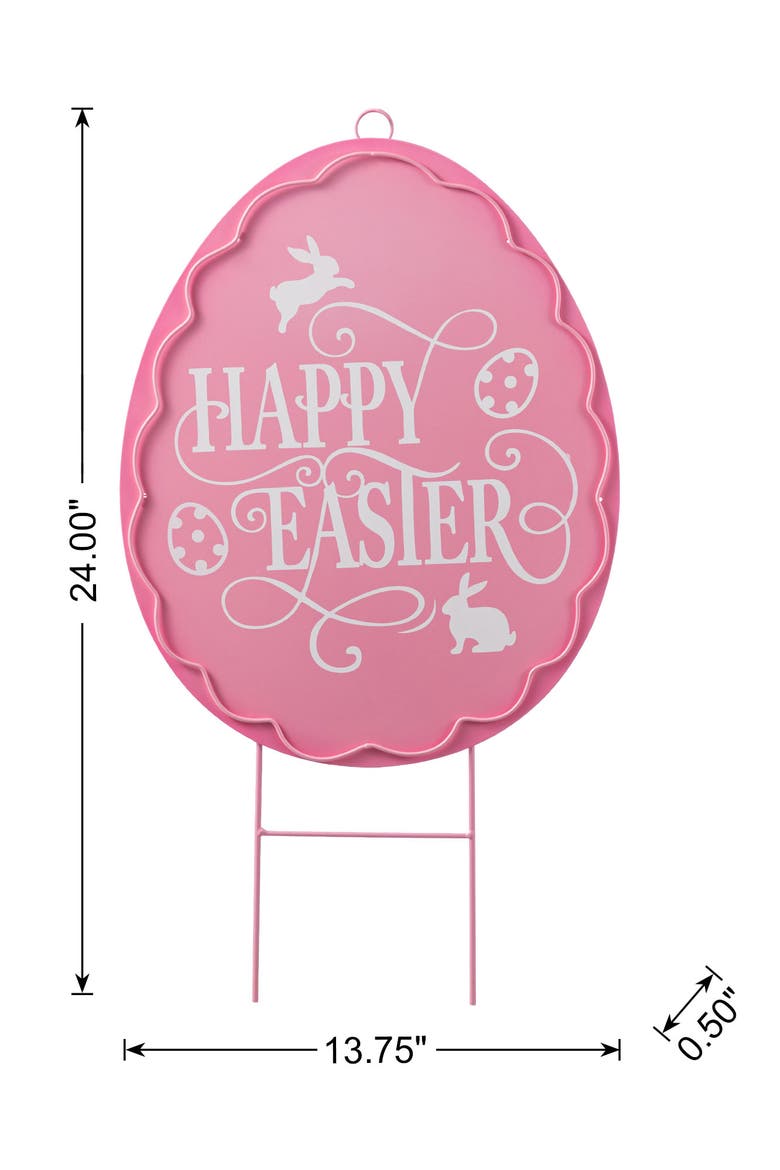 24"H Easter Metal Egg Yard Stake, Alternate, color, Pink