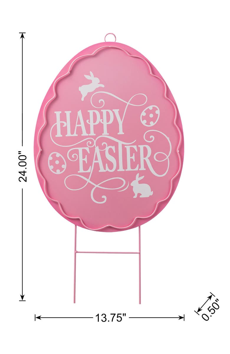 Glitzhome 24"H Easter Metal Egg Yard Stake, Alternate, color, Pink