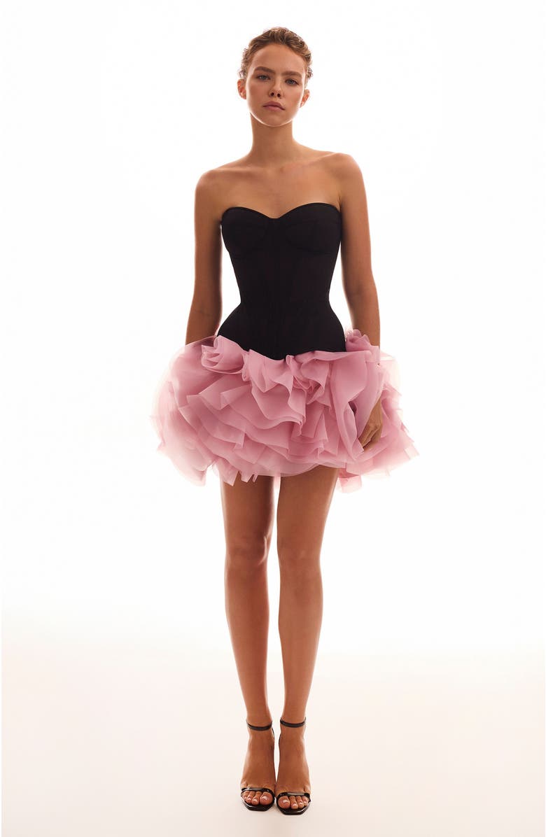 Milla Fitted Heart-Shaped Low-Waist Structured Corset in Black, Alternate, color, Black