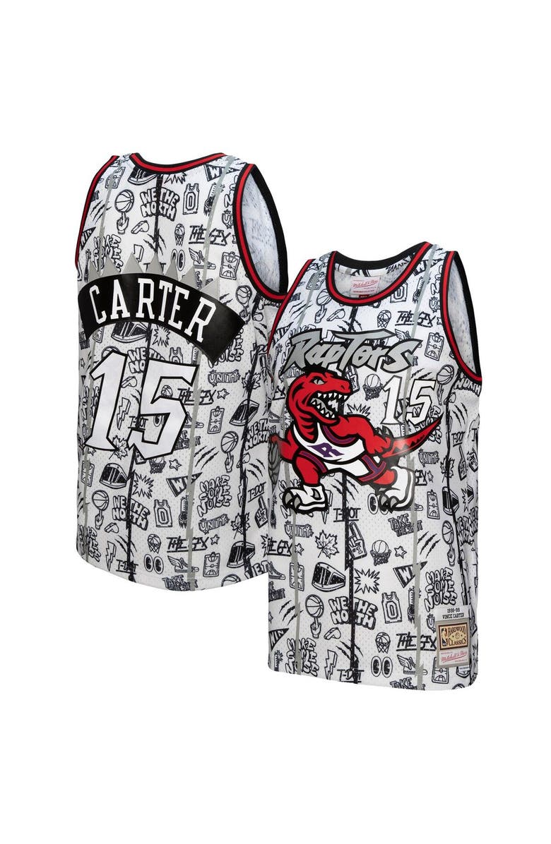 Mitchell & Ness Men's Mitchell & Ness Vince Carter White Toronto Raptors 1998/99 Swingman Jersey, Main, color, 