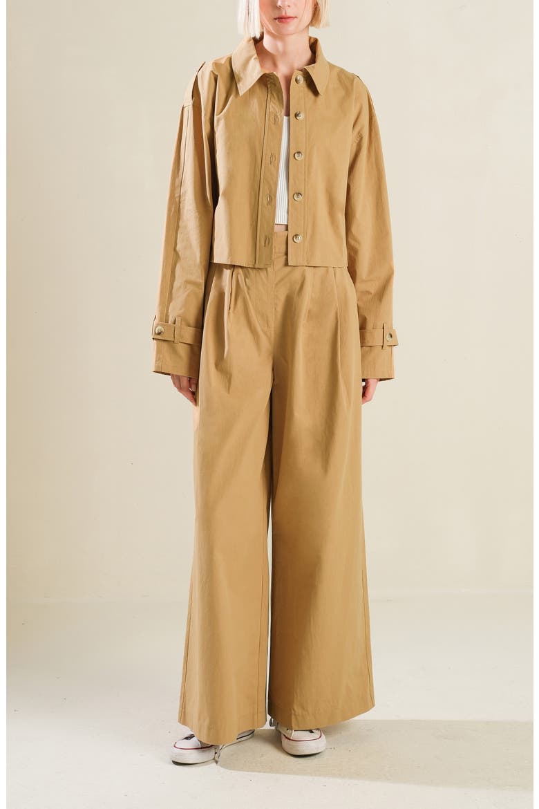 Cropped Cotton Shirt, Alternate, color, CAMEL