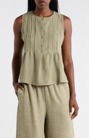 MAX STUDIO Pintuck Crinkle Sleeveless Top