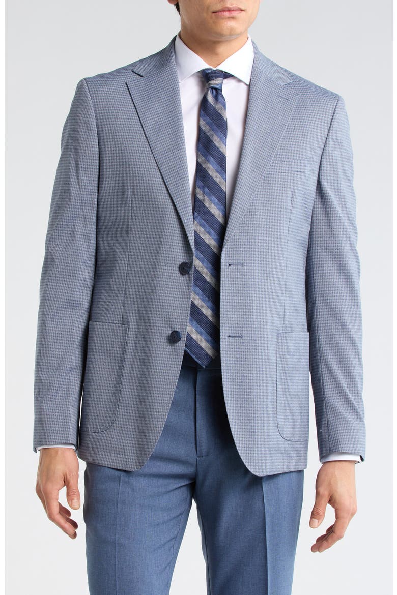 Houndstooth Two-Button Sport Coat, Main, color, LIGHT BLUE
