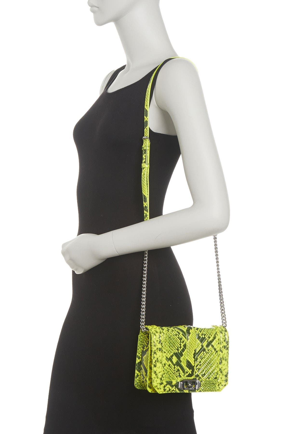 Chevron Quilted Snake Print Crossbody Bag, Alternate, color, NEON YELLOW
