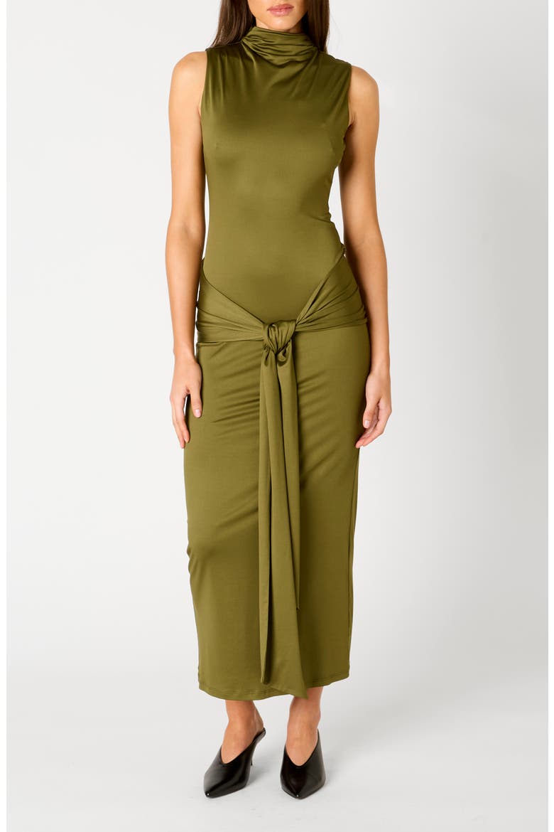 Victoria Tie Front Maxi Dress, Main, color, OLIVE