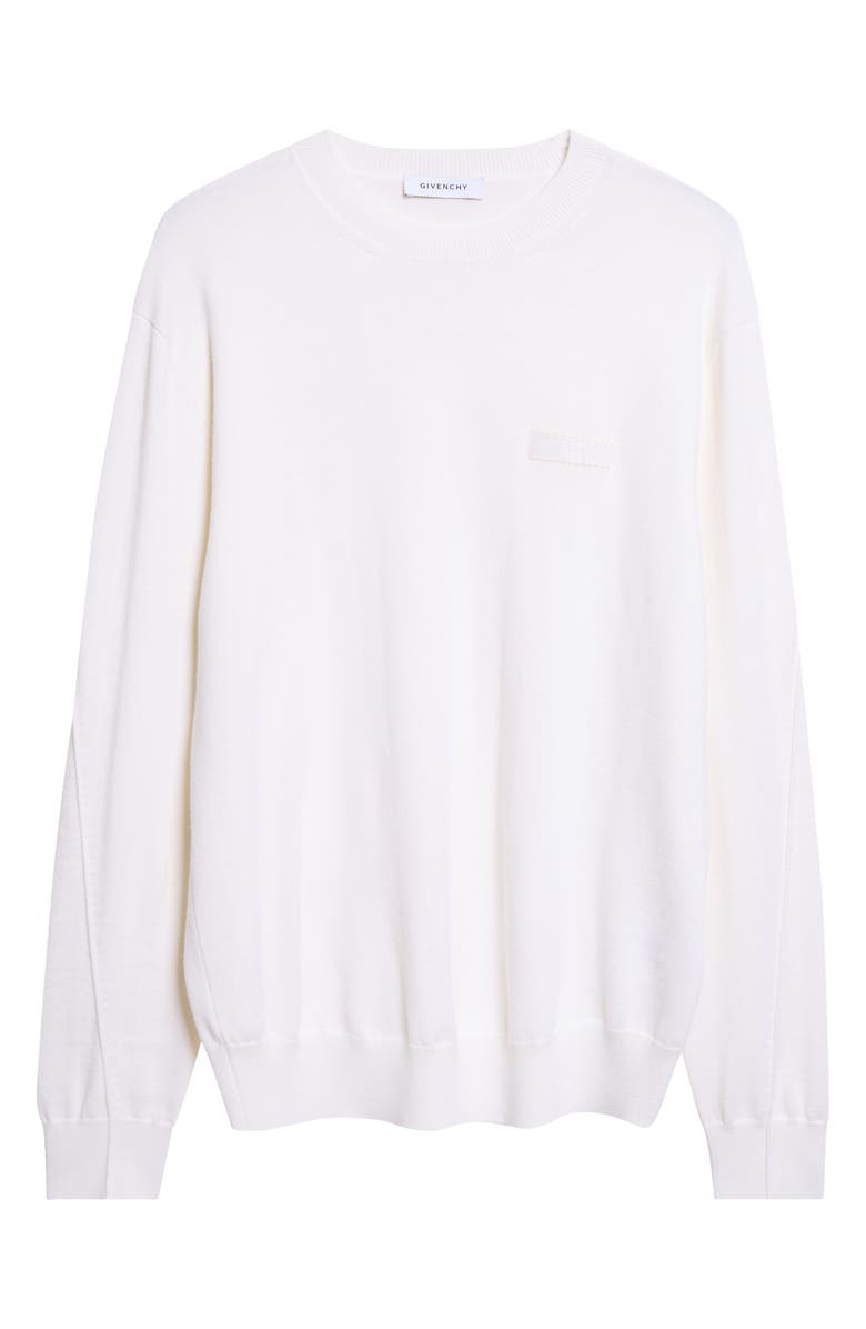Givenchy Button Tab Cuffs Wool Crewneck Sweater, Main, color, Ivory