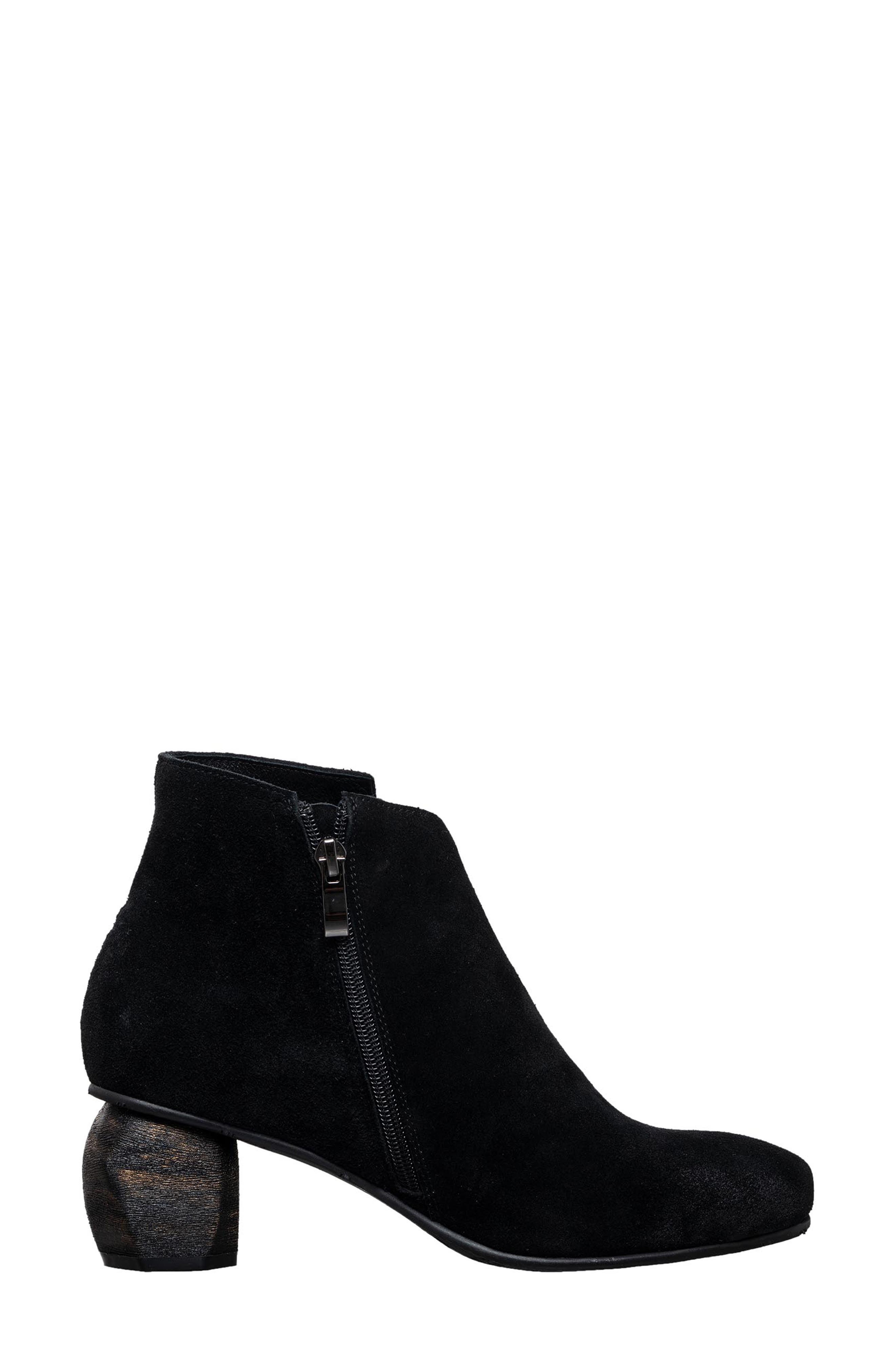 ANTELOPE Perrin Sculptural Heel Bootie, Alternate, color, Black Suede