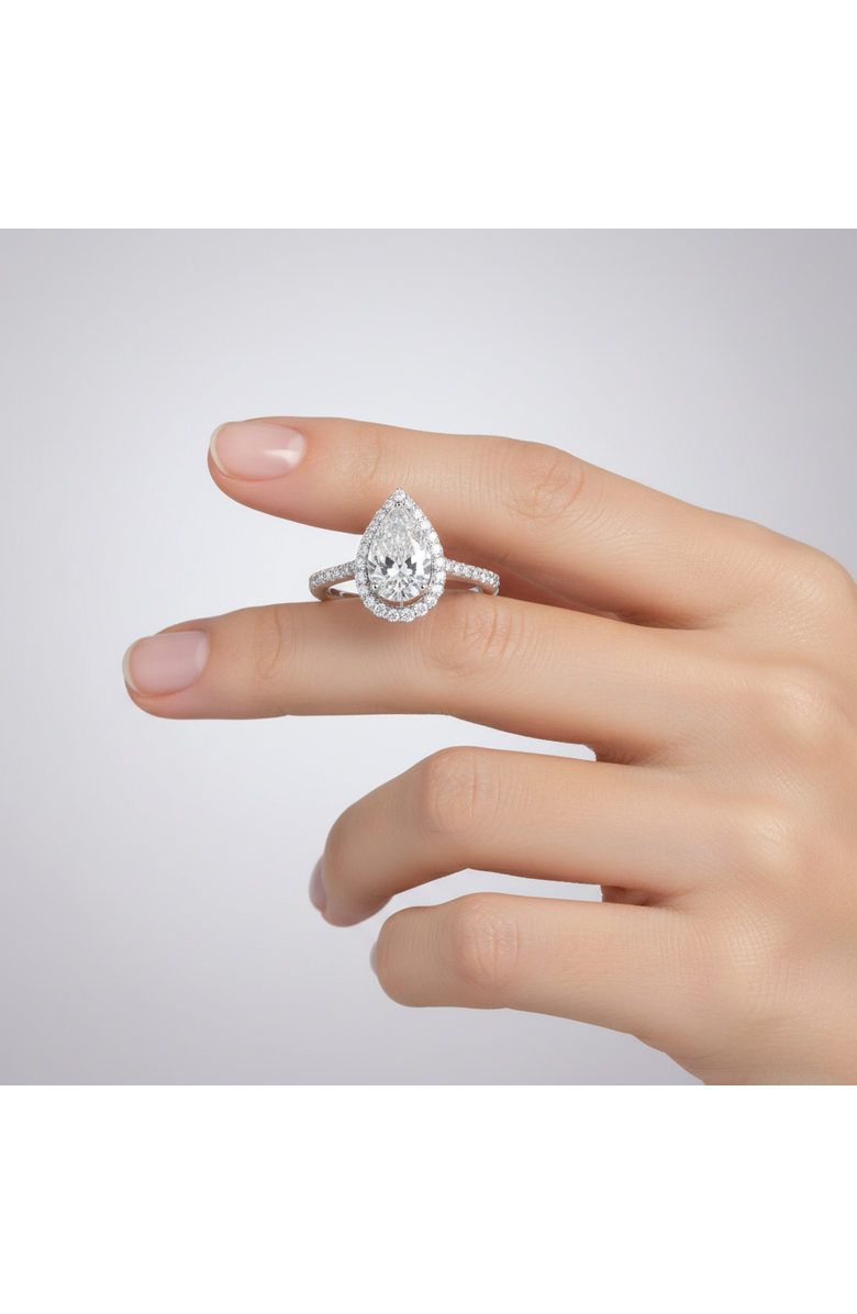LuvMyJewelry Hana 14K White Gold Pear Lab Grown Diamond Halo Engagement Ring - 2.45 Ct, Alternate, color,