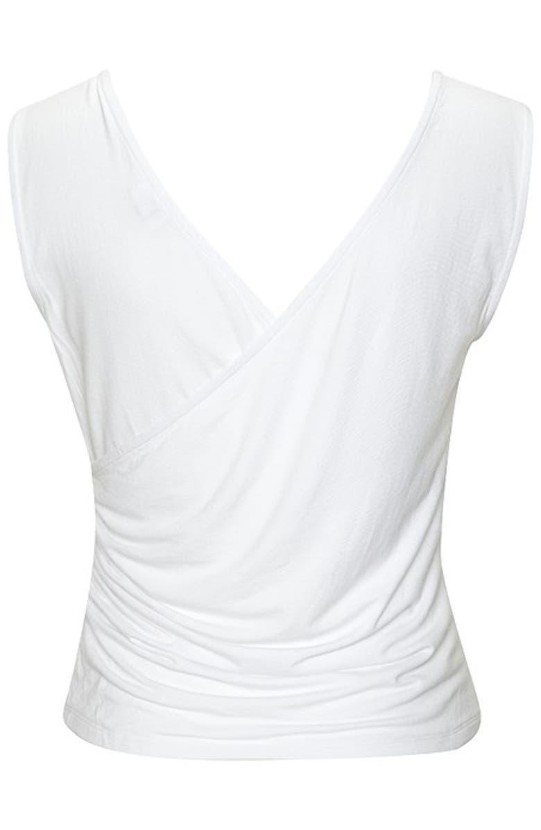 LASCANA Women's Wrap Look Sleeveless Top, Alternate, color, White