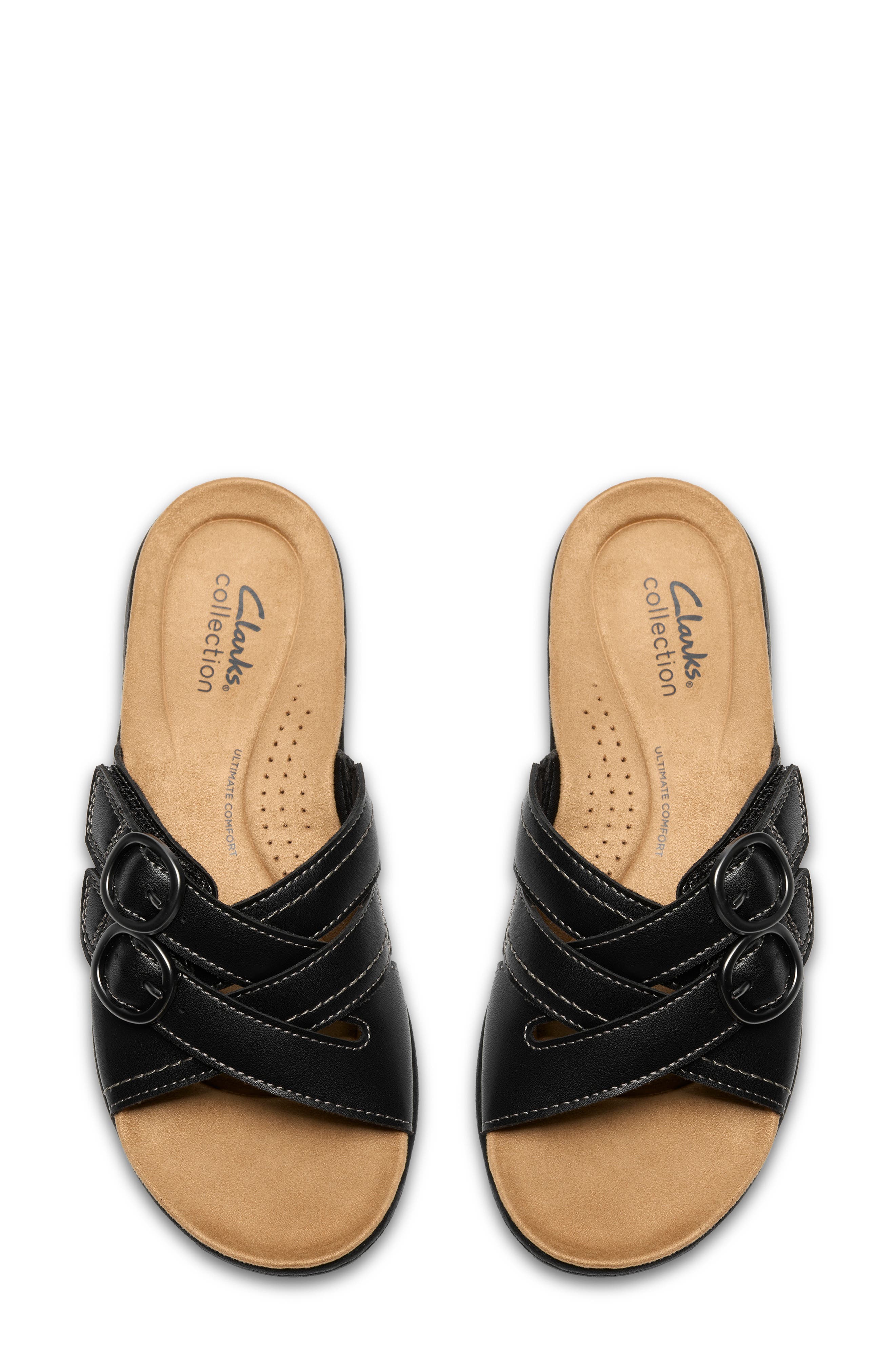 Clarks<sup>®</sup> Laurieann Opal Sandal - Wide Width Available, Alternate, color, Black Leather