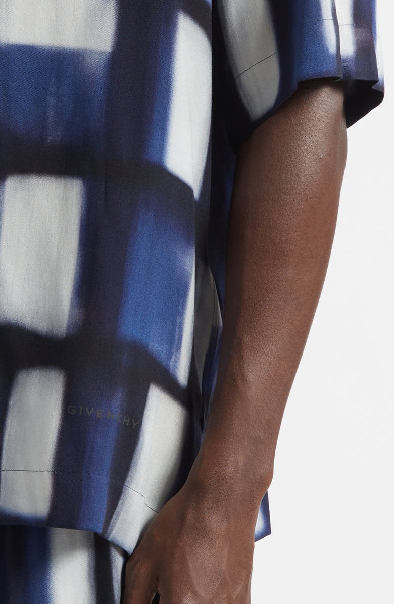 Givenchy Afternoon Light Check Twill Camp Shirt, Alternate, color, Dark Blue