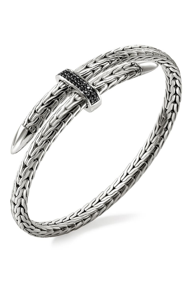 Spear Flex Cuff, Gemstones, 5.5mm, Alternate, color, SILVER/ BLACK