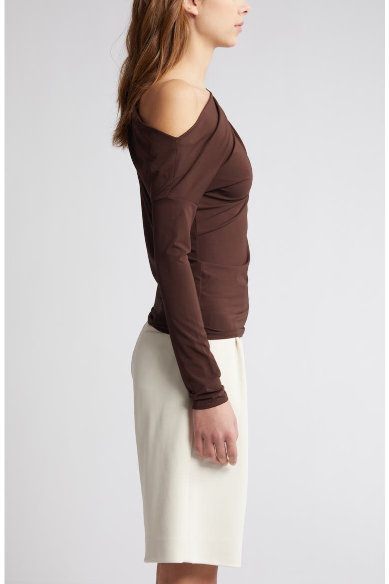 Anya One-Shoulder Knit Top, Alternate, color, CHOCOLATE