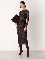 Whistles Abstract Zebra Mesh Dress