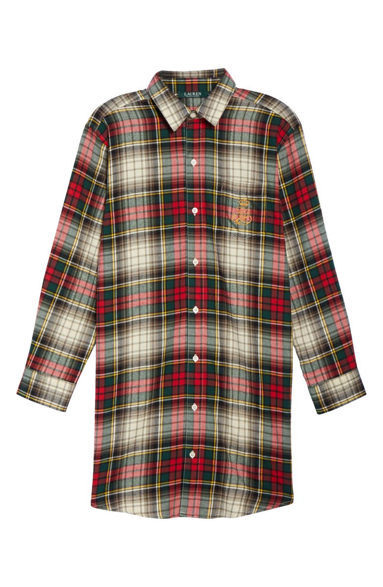 Lauren Ralph Lauren Flannel Sleep Shirt, Alternate, color, 