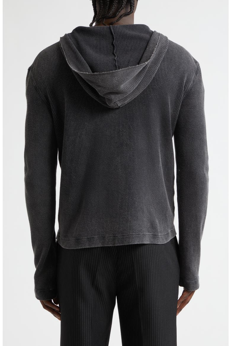 Waffle Stitch Cotton & Linen Zip Graphic Hoodie, Alternate, color, DAWN BLACK