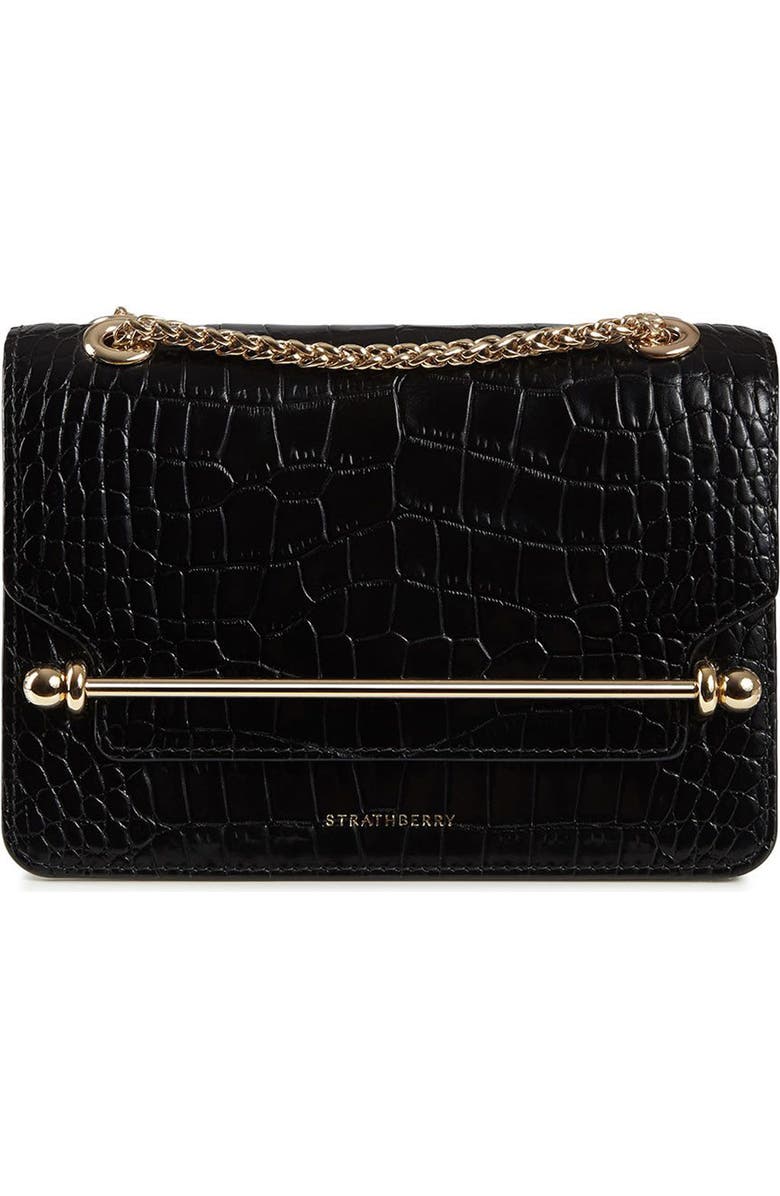 Strathberry Mini East/West Croc Embossed Leather Crossbody Bag, Main, color,