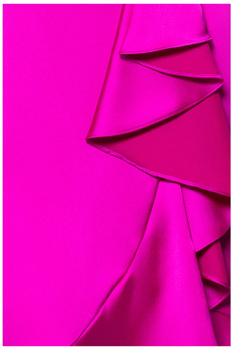 Cascasde Ruffle Detail Satin Cocktail Dress, Alternate, color, MAGENTA