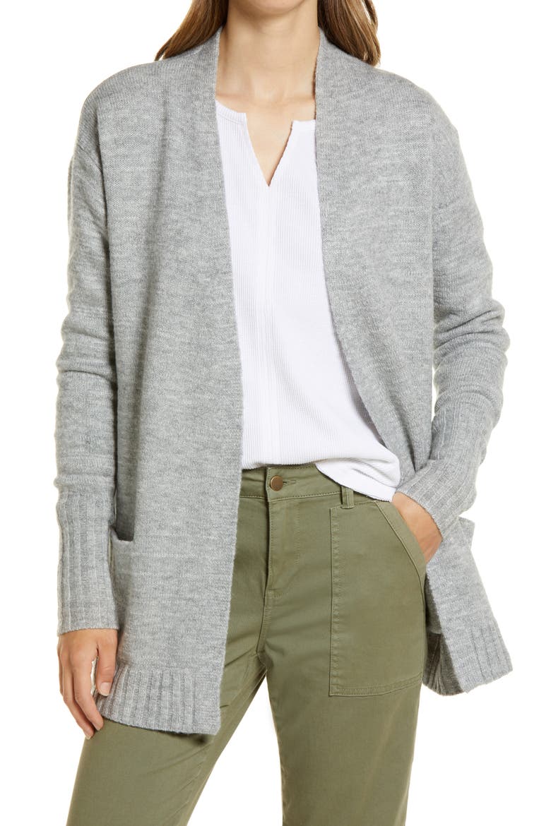 Open Front Cardigan, Main, color, GREY HEATHER