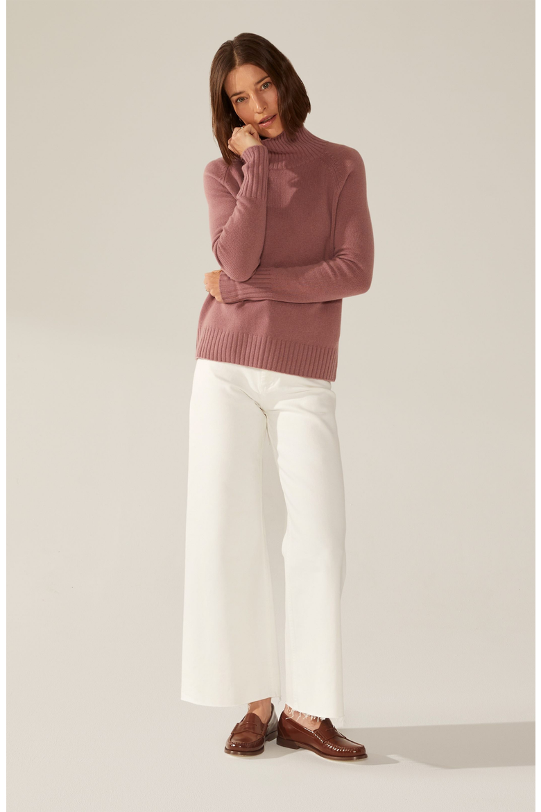 Emma Cashmere Relaxed Turtleneck Sweater, Main, color, Dusty Rose