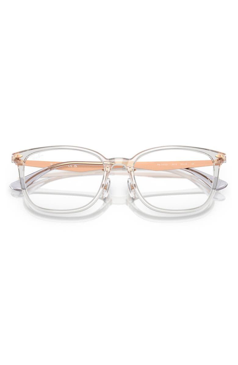 Ray-Ban Pillow 54mm Square Optical Glasses, Alternate, color, Transparent Grey