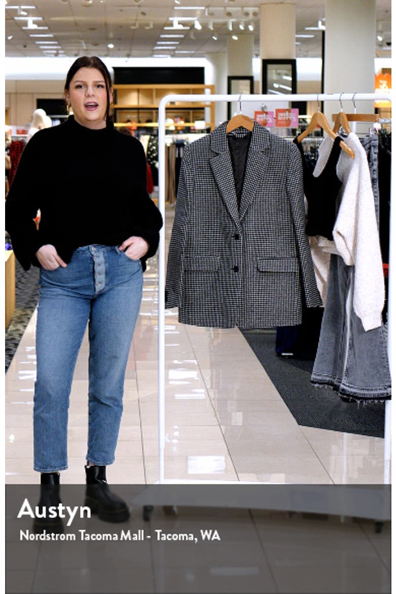 Oversize Houndstooth Wool Blend Tweed Blazer video