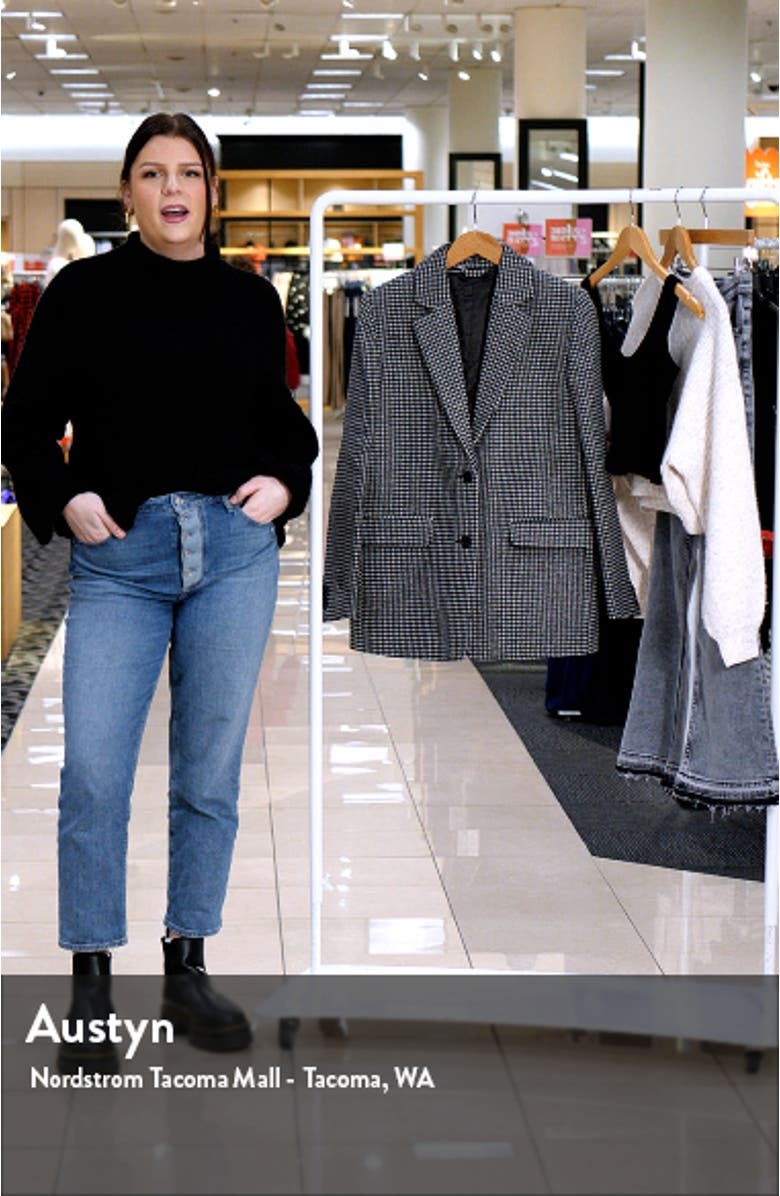 Oversize Houndstooth Wool Blend Tweed Blazer, sales video thumbnail