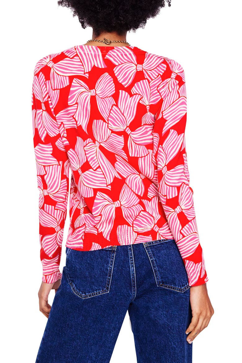 Emilia Bow Print Crewneck Sweater, Alternate, color, POPPY RED BOW SCATTER