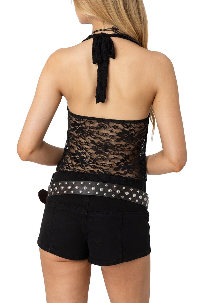 Tia Sheer Lace Crop Halter Top, Alternate, color, BLACK