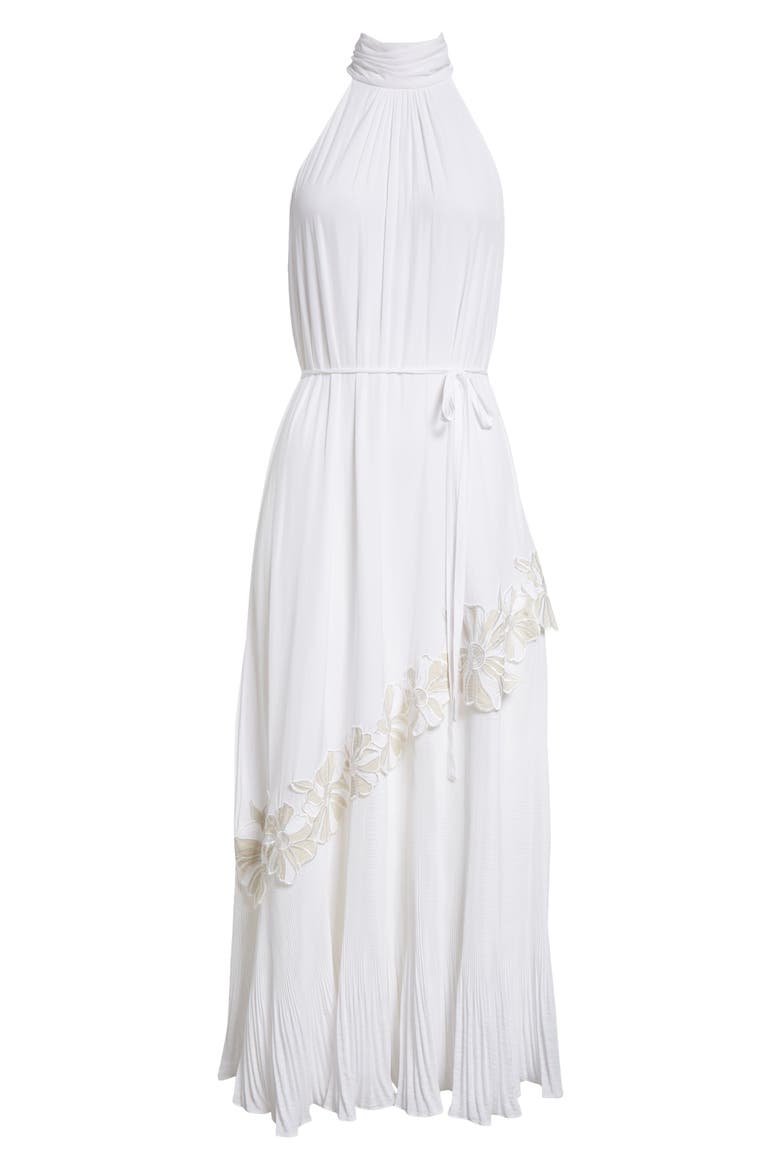 Eleah Mixed Media Floral Embroidery Detail Dress, Alternate, color, IVORY