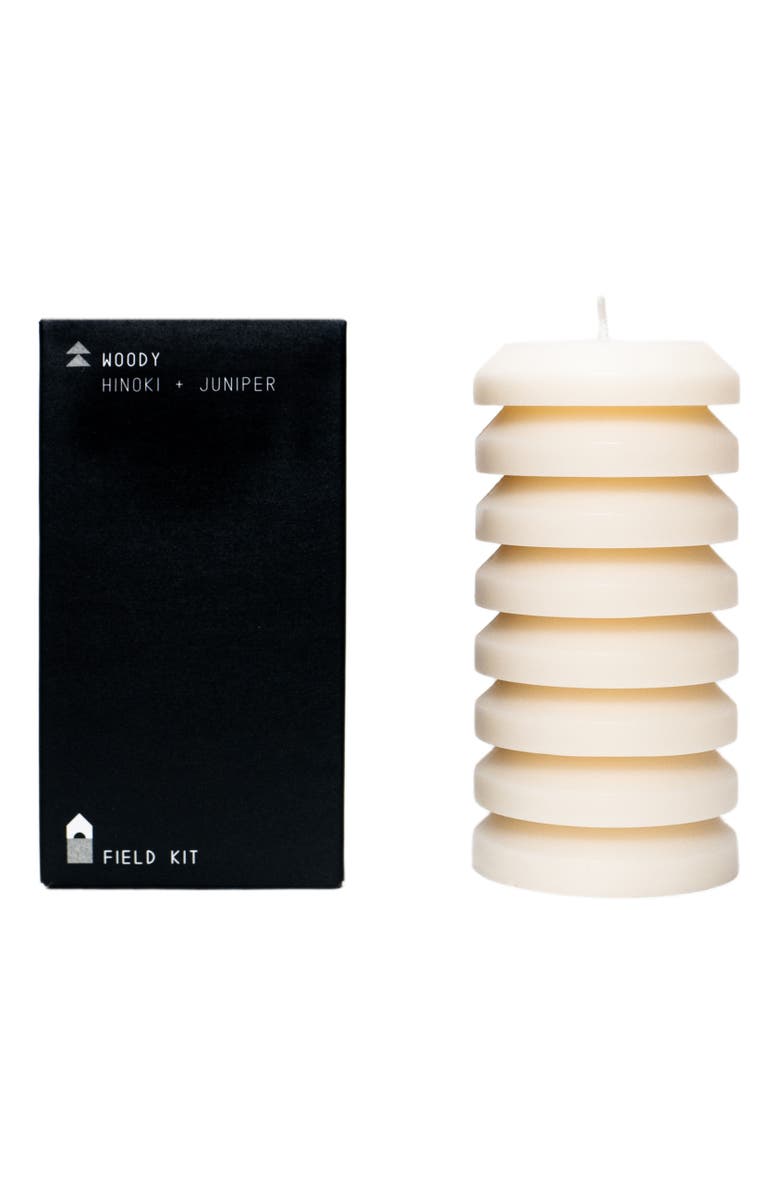 Field Kit Woody Pillar Candle, Main, color,