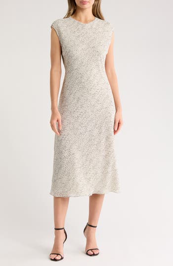 Nordstrom Rack Cap Sleeve Bias Cut Midi Dress In Neutral