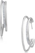 CZ by Kenneth Jay Lane Triple Cubic Zirconia Half Hoop Earrings