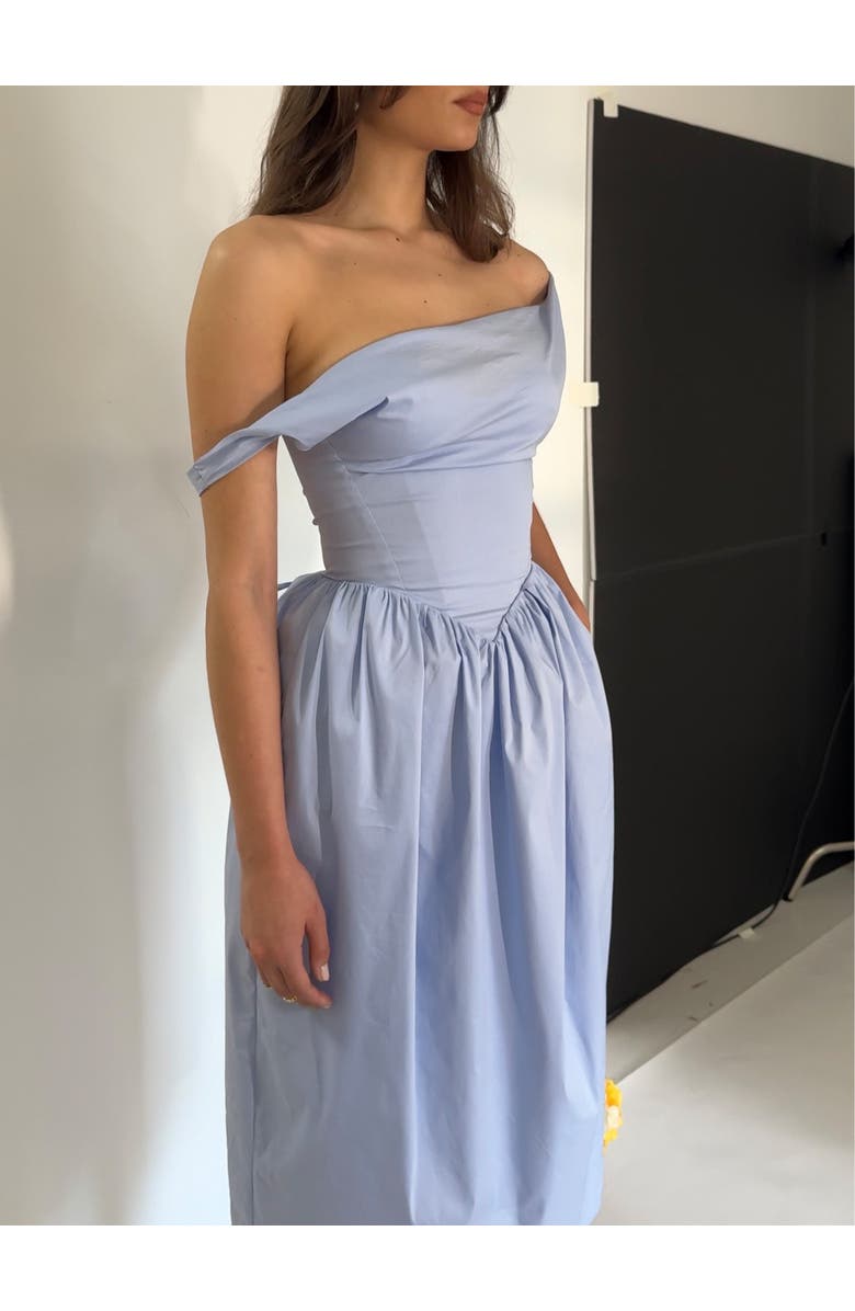 Miss Circle Reina Drop Waist Corset Midi Dress, Alternate, color, Blue