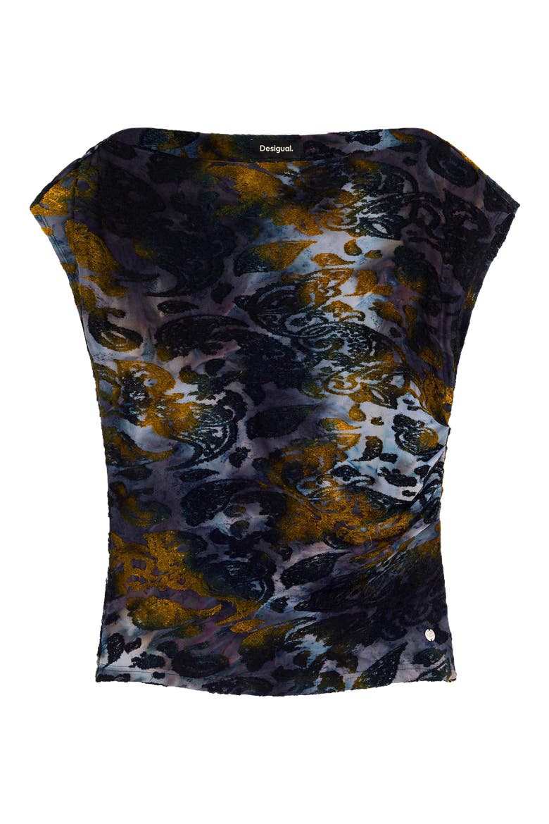 Off the Shoulder Burnout Top, Alternate, color, DARK BLUE