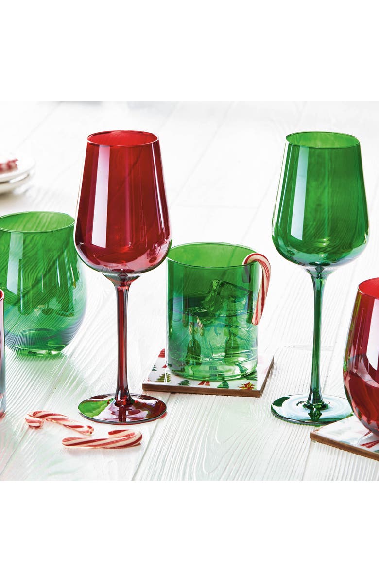 tag Green Stemless Wine Glass for Christmas Celebrations, Alternate, color, Green