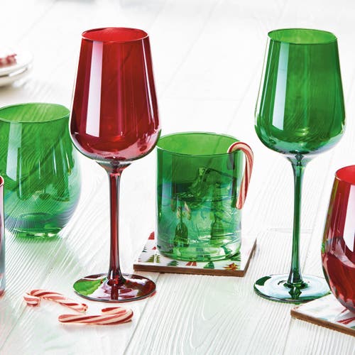 Tag Green Stemless Wine Glass For Christmas Celebrations In Green
