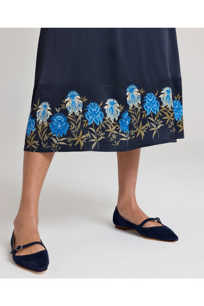 Juliette Floral Silk Shirt Dress, Alternate, color, Blue Floral Border