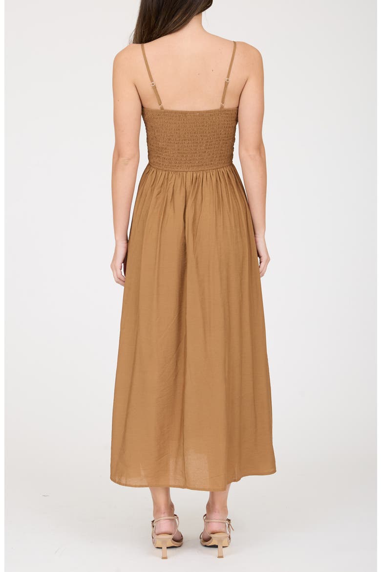 Smocked Midi Dress, Alternate, color, BROWN