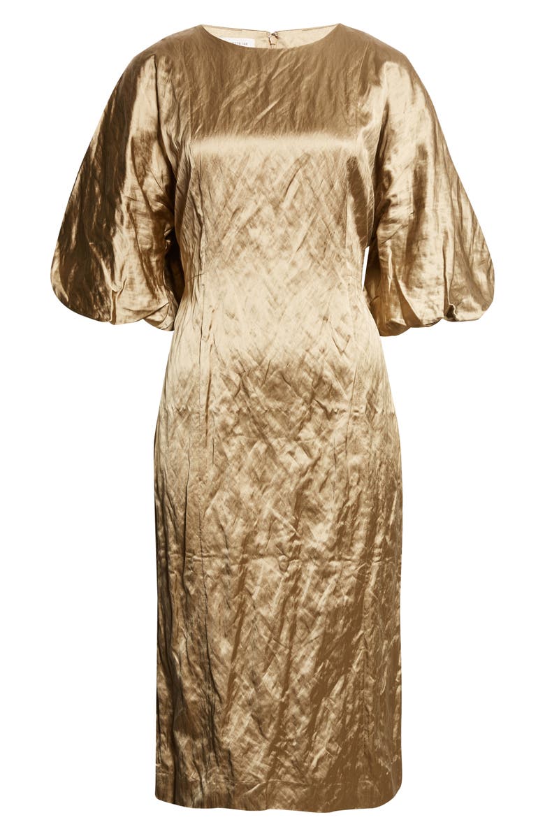 Lafayette 148 New York Balloon Sleeve Satin Midi Dress, Alternate, color, Clay