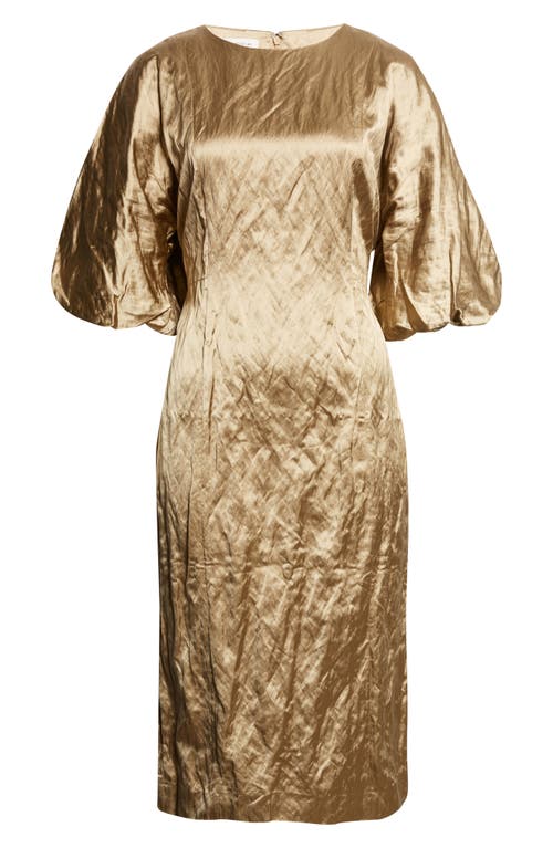 Lafayette 148 New York Balloon Sleeve Satin Midi Dress In Brown