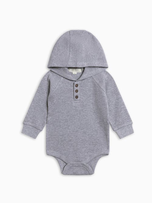 Kendi Babies'  Cole Waffle Knit Hooded Bodysuit In Heather Grey