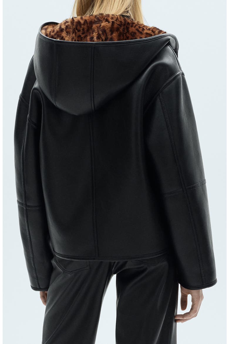 Bella Reversible Faux Leather & Faux Fur Jacket, Alternate, color, BLACK