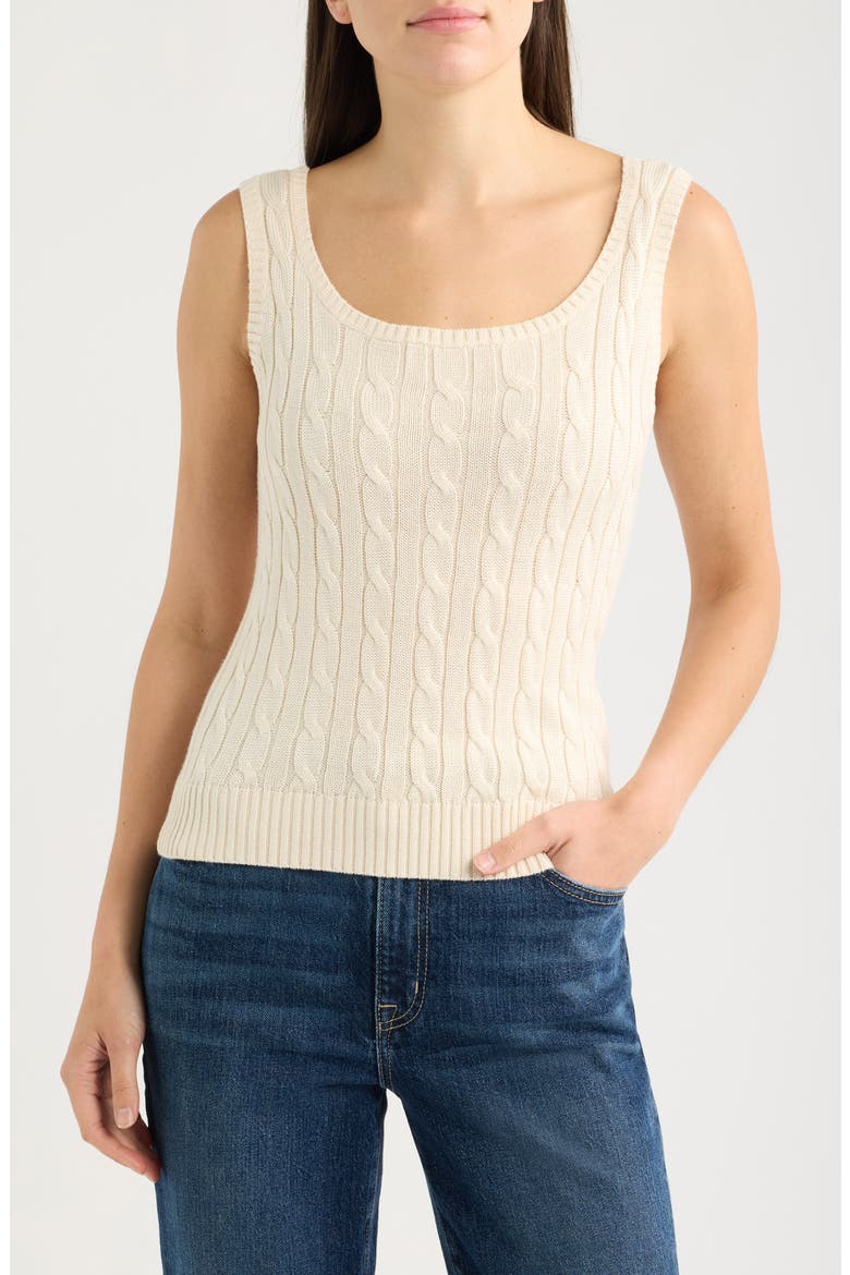 Cable Knit Sweater Tank, Main, color, WINTER CREAM