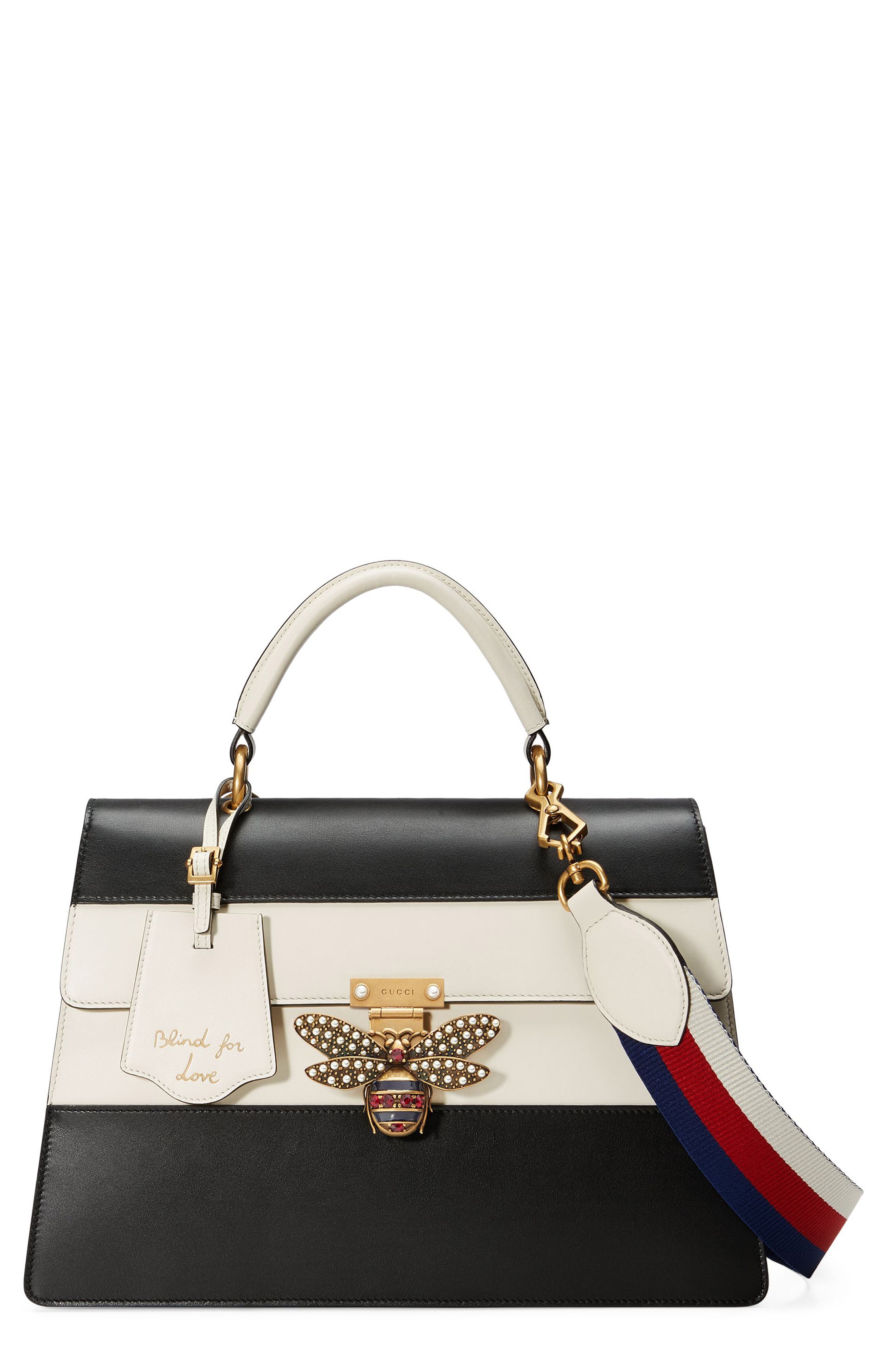 Gucci Queen Margaret Top Handle Leather Satchel, Main, color, 